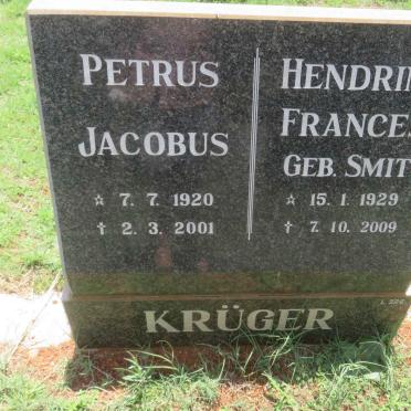 KRÜGER Petrus Jacobus 1920-2001 &amp; Hendrina Frances SMITH 1929-2009