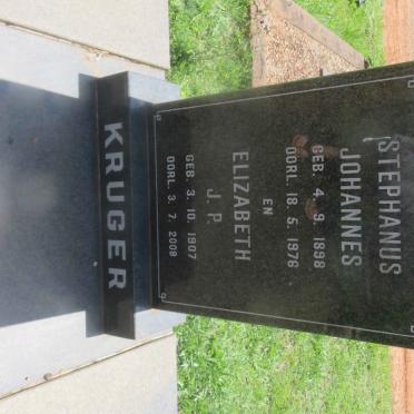 KRUGER Stephanus Johannes 1898-1976 &amp; Elizabeth J.P. 1907-2008