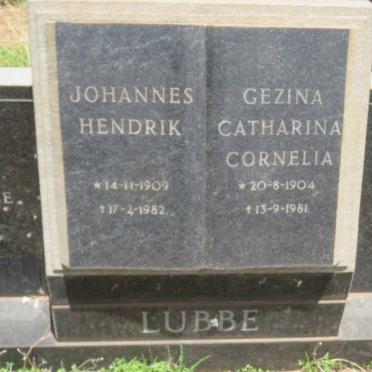 LUBBE Johannes Hendrik 1909-1982 &amp; Gezina Catharina Cornelia 1904-1981
