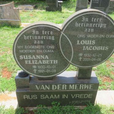MERWE Louis Jacobus, van der 1932-2001 &amp; Susanna Elizabeth 1930-1991