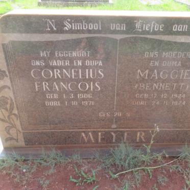 MEYER Cornelius Francois 1906-1971 &amp; Maggie BENNETT 1924-1974