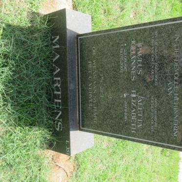 MAARTENS Paulus Johannes 1917-2002 &amp; Aletta Elizabeth 1916-