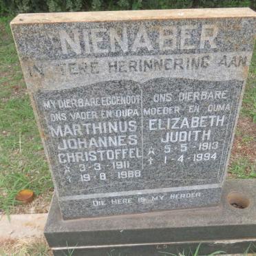NIENABER Marthinus Johannes Christoffel 1911-1988 &amp; Elizabeth Judith 1913-1994