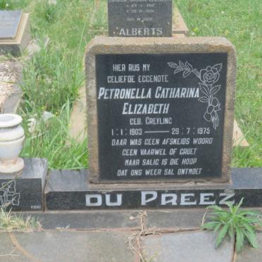 PREEZ Petronella Catharina Elizabeth, du nee GREYLING 1903-1975
