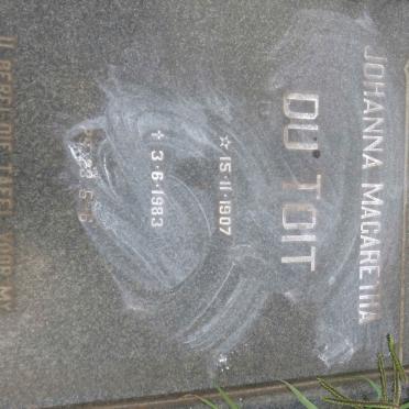 TOIT Johanna Margaretha, du 1907-1983