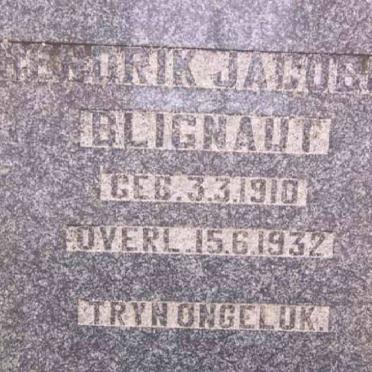 BLIGNAUT Hendrik Jacobus 1910-1932