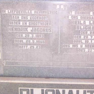 BLIGNAUT Hendrik Jacobus 1883-1965 &amp; Heila Levina RAS 1885-1949