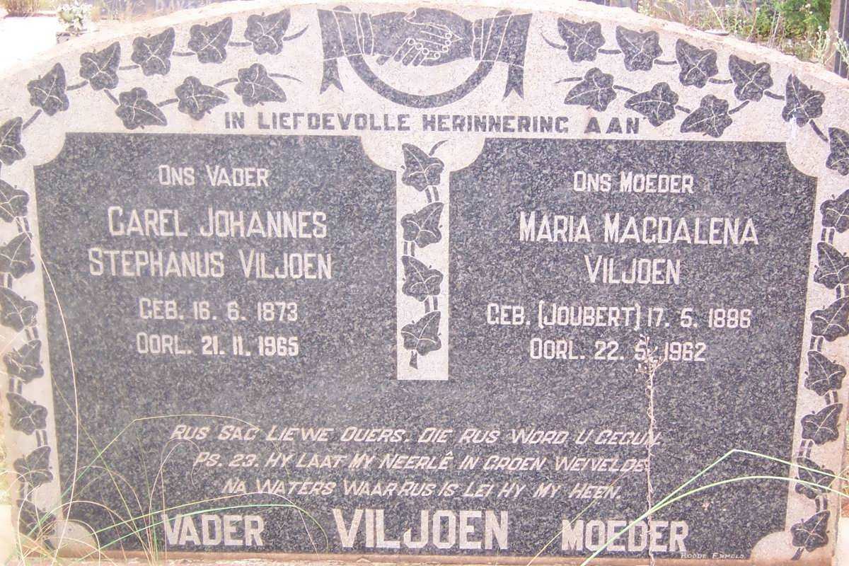 VILJOEN Carel Johannes Stephanus 1873-1965 &amp; Maria Magdalena JOUBERT 1886-1962