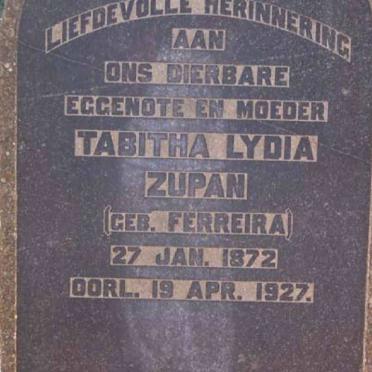 ZUPAN Tabitha Lydia nee FERREIRA 1872-1927