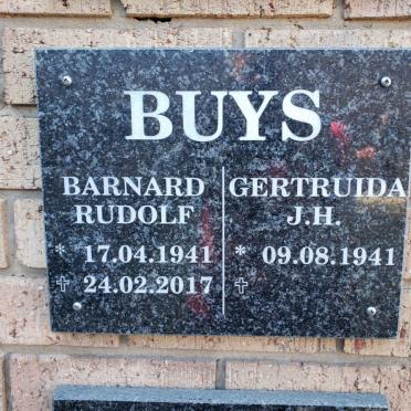 BUYS Barnard Rudolf 1941-2017 &amp; Gertruida 1941-