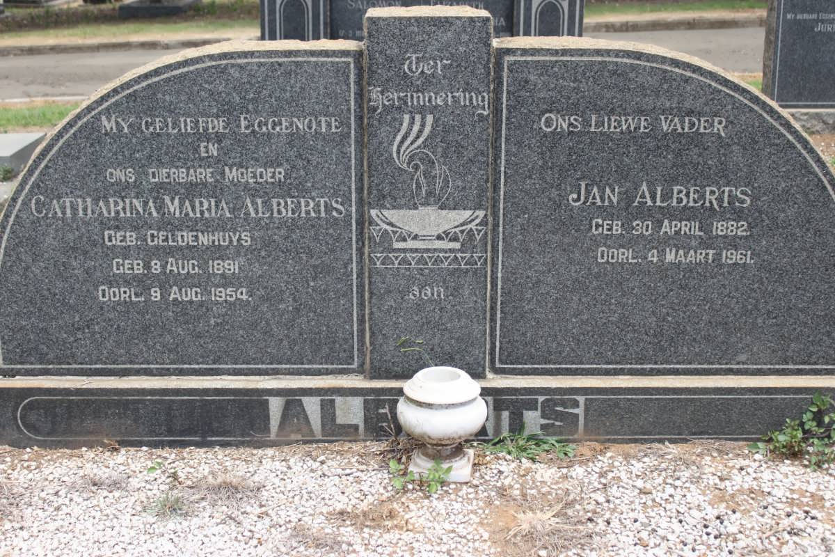 ALBERTS Jan 1882-1961 &amp; Catherina Maria GELDENHUYS 1891-1954