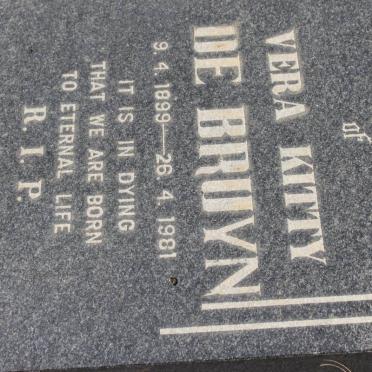 BRUYN Vera Kitty, de 1899-1981
