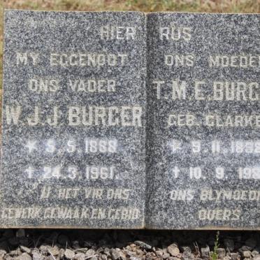 BURGER W.J.J. 1888-1961 &amp; T.M.E. CLARKE 1898-1981
