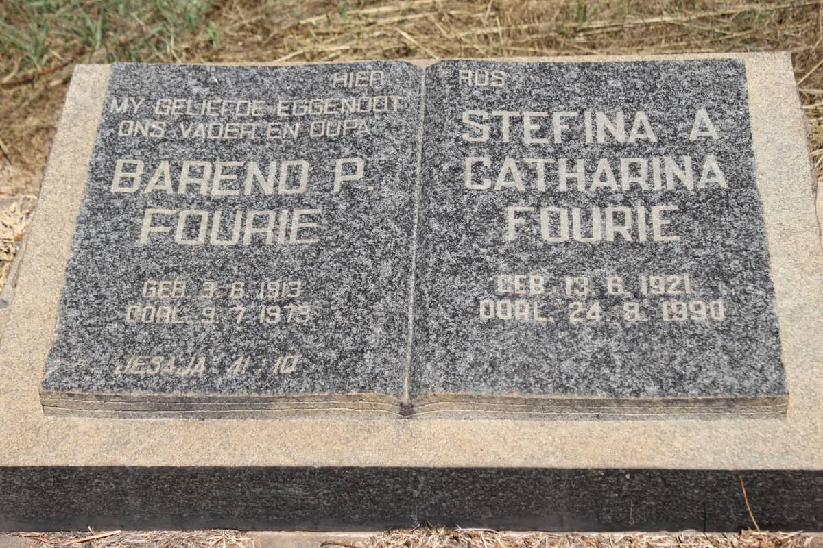 FOURIE Barend P. 1913-1979 &amp; Stefina A. Catharina 1921-1990