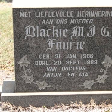 FOURIE M.J.G. 1906-1989