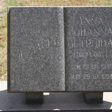 JAGER Anna Johanna Gertruida, de nee DU PLOOY 1908-1994