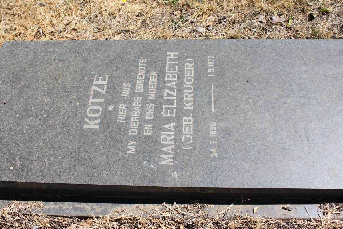 KOTZE Maria Elizabeth nee KRUGER 1896-1973