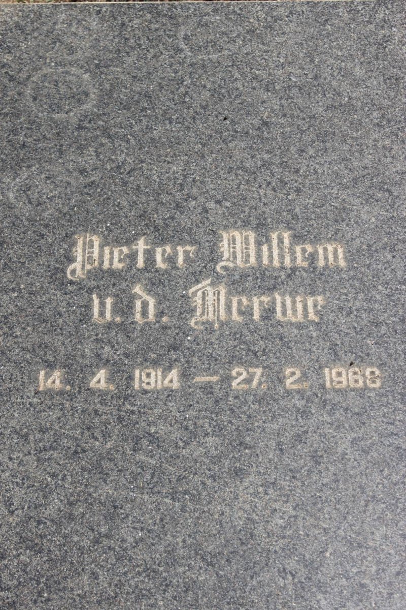MERWE Pieter Willem, v.d. 1914-1968