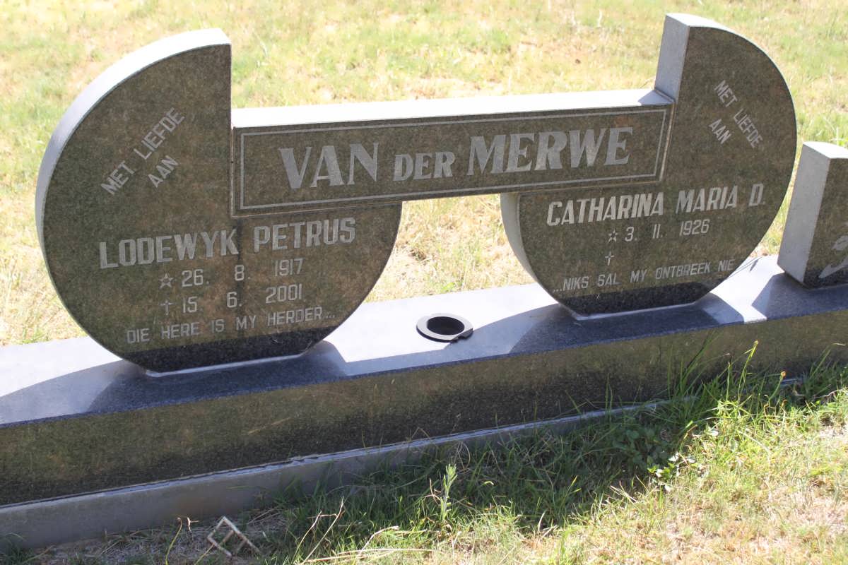 MERWE Lodewyk Petrus, van der 1917-2001 &amp; Cathatrina Maria D. 1926-