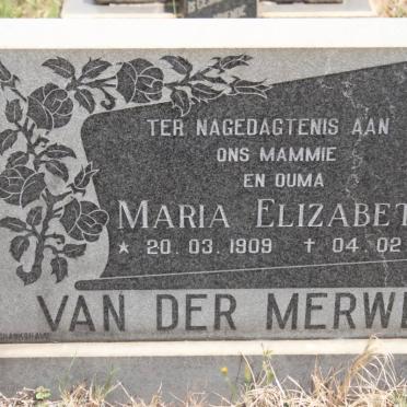 MERWE Maria Elizabetha, van der 1909-1994