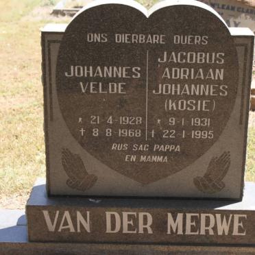 MERWE Johannes Velde, van der 1928-1968 &amp; Jacobus Adriaan Johannes 1931-1995