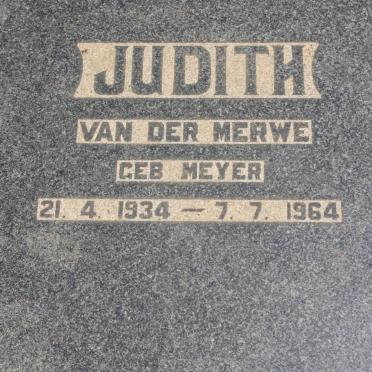 MERWE Judith, van der geb MEYER 1934-1964