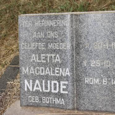 NAUDE Aletta Magdalena nee BOTHMA 1895-1978