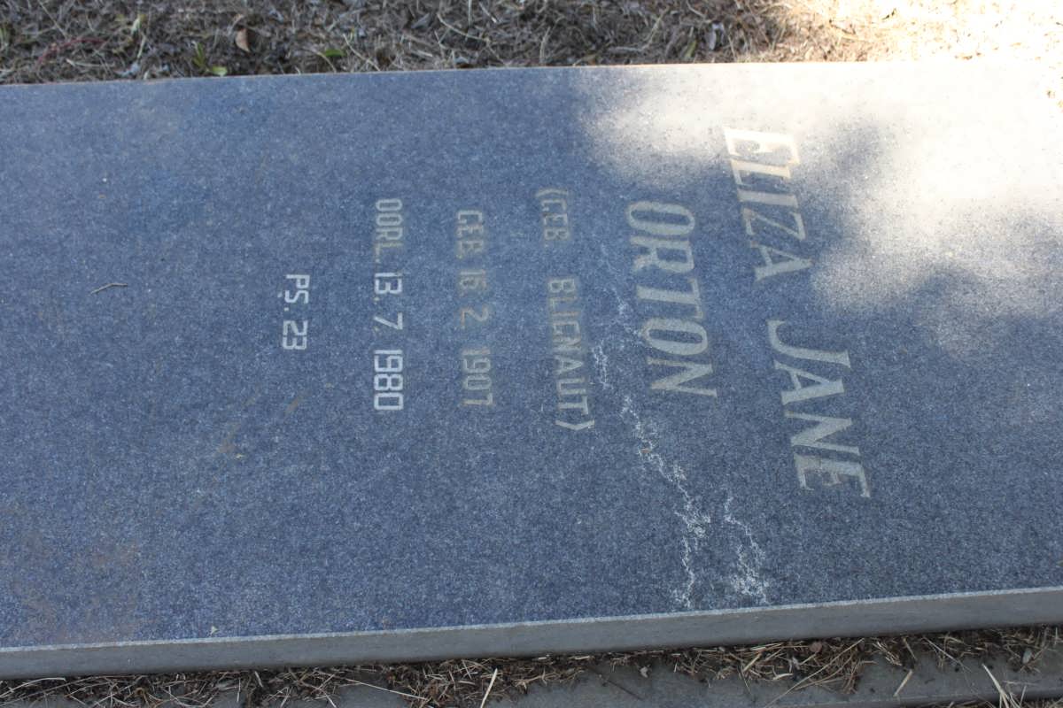 ORTON Eliza Jane nee BLIGNAUT 1907-1980