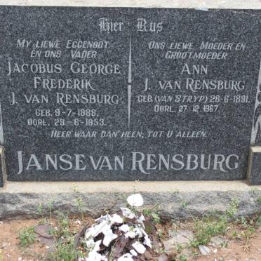 RENSBURG Jacobus George Frederik, Janse van 1888-1953 &amp; Ann VAN STRYP 1891-1967