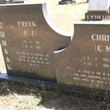 VERMAAK F.J. 1925-1997 &amp; C.M.M. 1933-1996