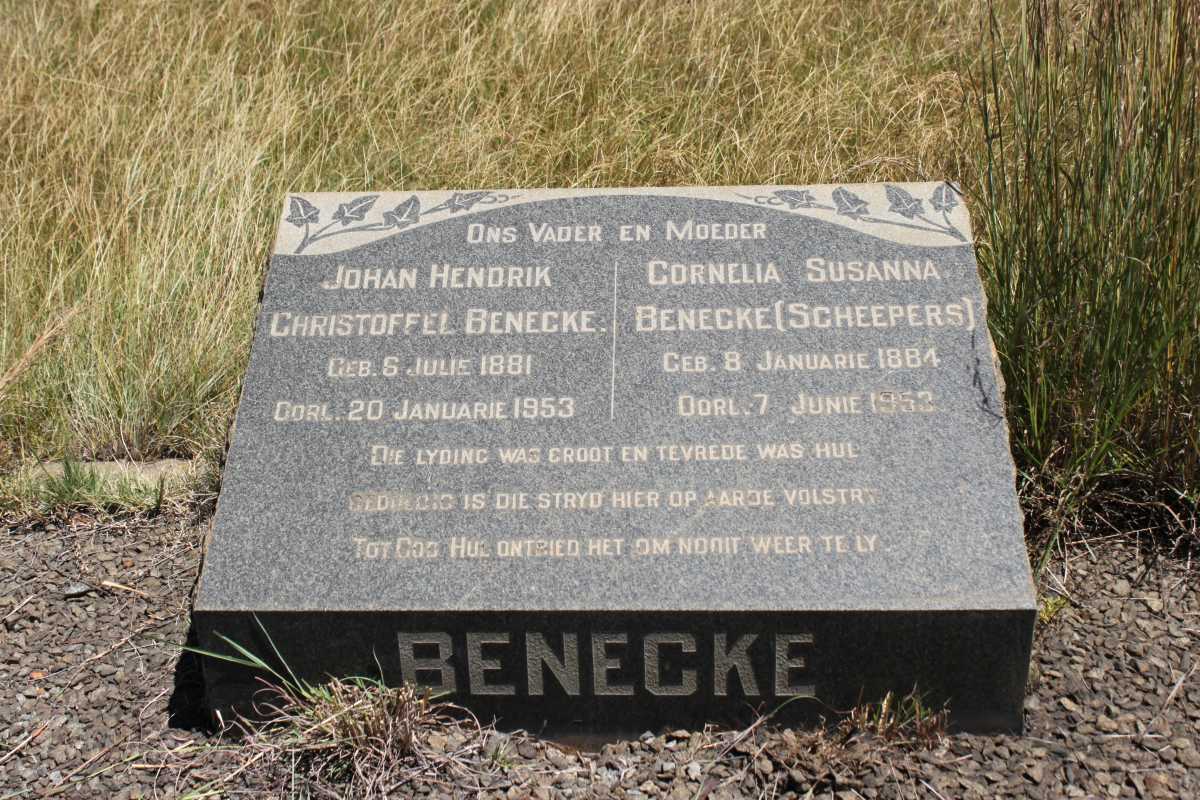 BENECKE Johan Hendrik Christoffel 1881-1953 &amp; Cornelia Susanna SCHEEPERS 1884-1953