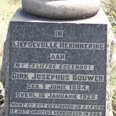 BOUWER Dirk Josephus 1904-1929