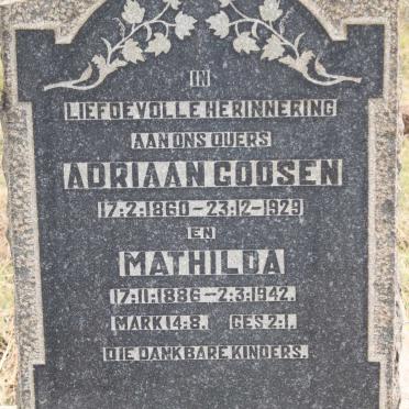 GOOSEN Adriaan 1860-1929 &amp; Mathilda 1886-1942
