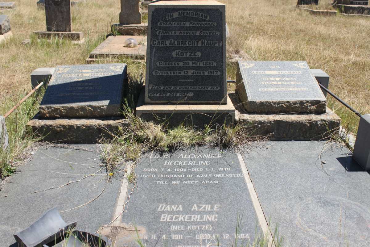 KOTZE Carl Albrecht Haupt 1881-1917 :: BECKERLING Louis Alexander 1908-1978 &amp; Dana Azile KOTZE 1911-1984