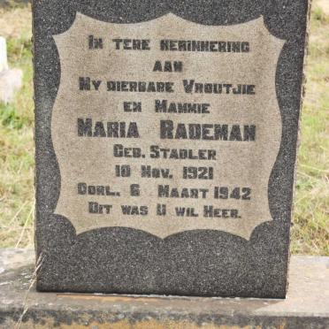 RADEMAN Maria nee STADLER 1921-1942
