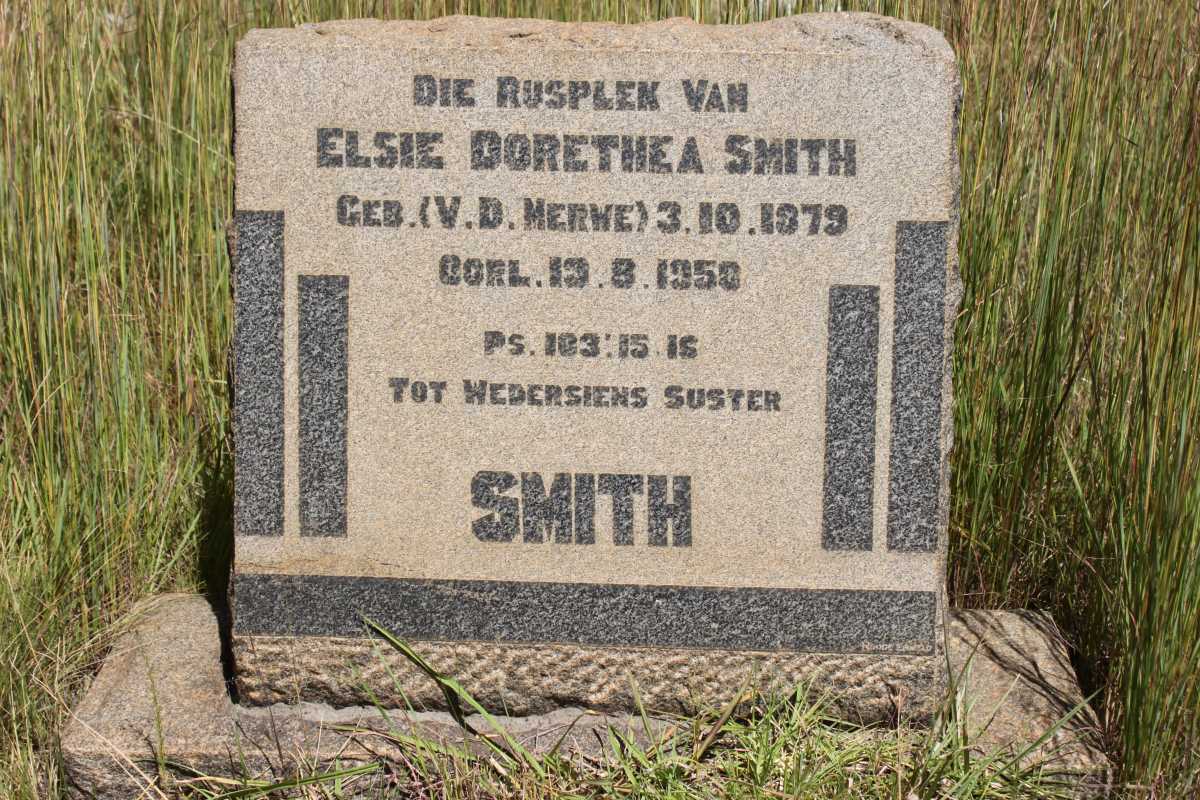 SMITH Elsie Dorethea nee V.D. MERWE 1879-1950