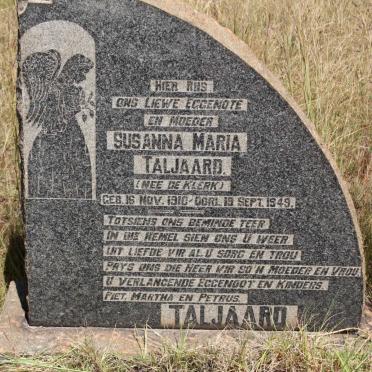 TALJAARD Susanna Maria nee DE KLERK 1910-1949