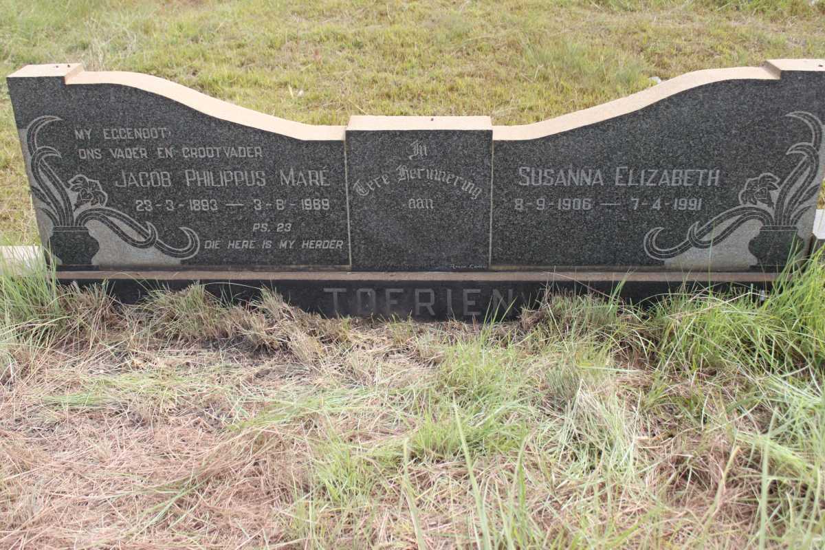 TOERIEN Jacob Philippus Maré 1893-1969 &amp; Susanna Elizabeth 1906-1991