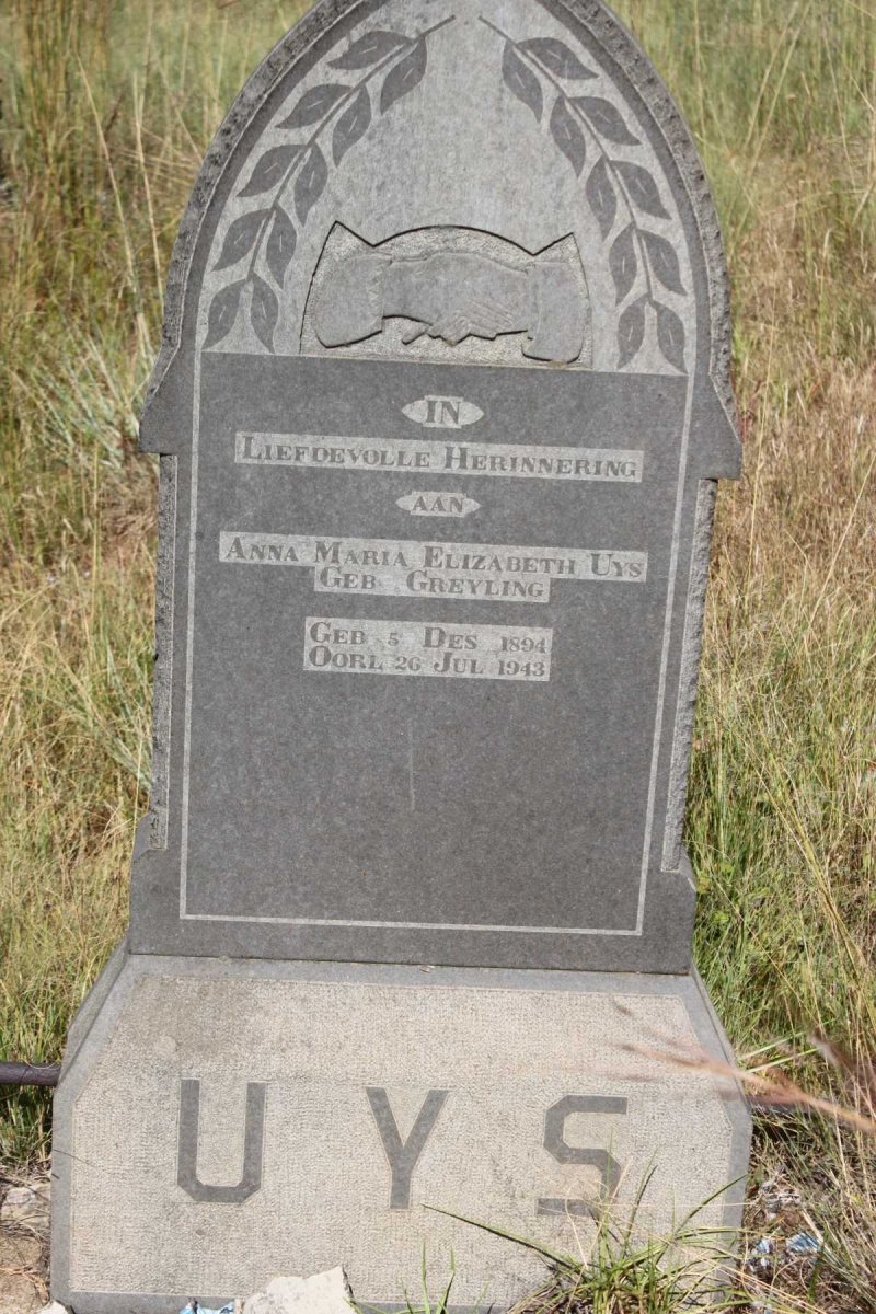 UYS Anna Maria Elizabeth nee GREYLING 1894-1943