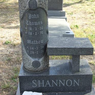 SHANNON John Thomas 1956-1976 :: Mathew 1958-1976