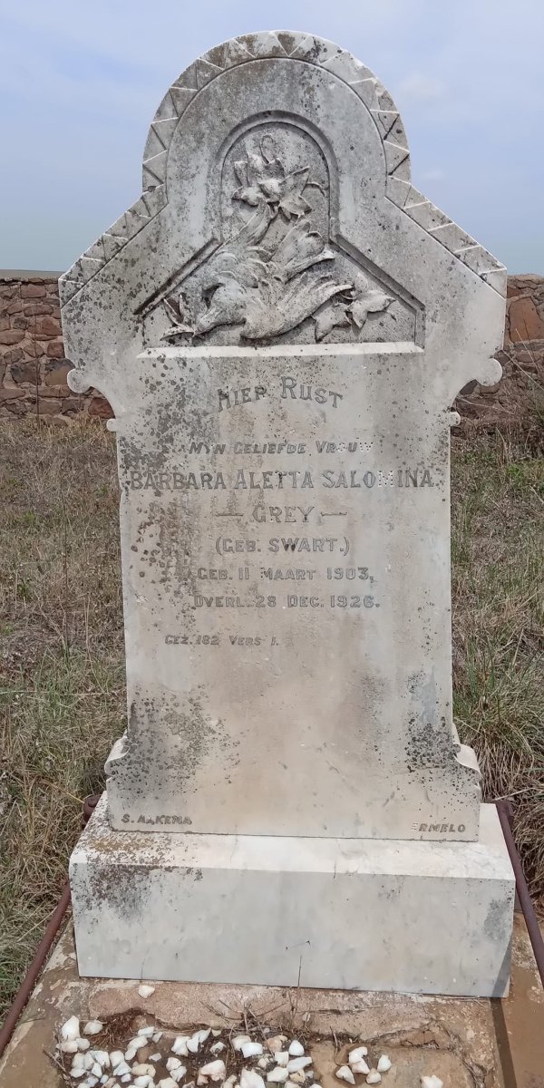 GREY Barbara Aletta Salomina nee SWART 1903-1926