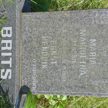BRITS Ernst Hendrik 19??-2001 &amp; Maria Magrietha 1921-1994