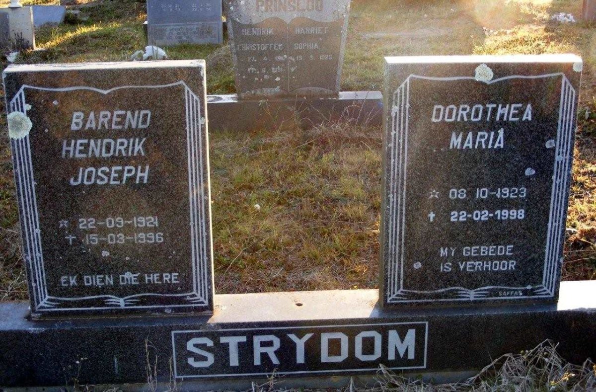 STRYDOM Barend Hendrik Joseph 1921-1996 &amp; Dorothea Maria 1923-1998