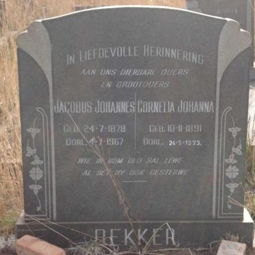 BEKKER Jacobus Johannes 1878-1967 &amp; Cornelia Johanna 1891-1973