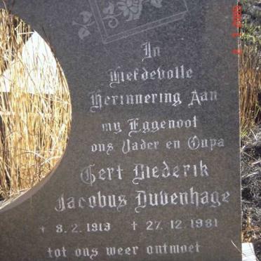 DUVENHAGE Gert Diederik Jacobus 1919-1981