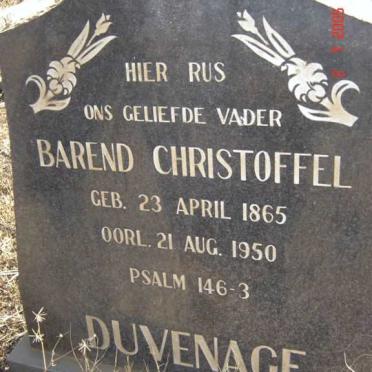 DUVENAGE Barend Christoffel 1865-1950