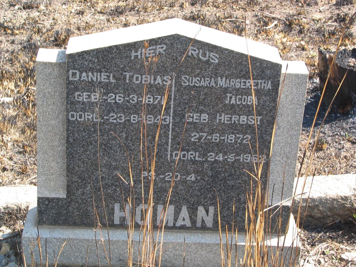 HOMAN Daniel Tobias 1871-1943 &amp; Susara Margeretha Jacoba HERBST 1872-1962
