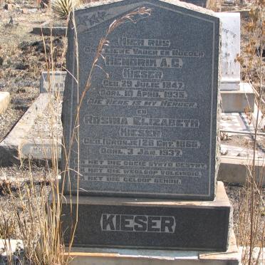 KIESER Hendrik A.C.1847-1935 &amp; Rosina Elizabeth CRONJE 1865-1937