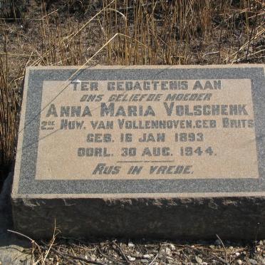VOLSCHENK Anna Maria formerly VAN VOLLENHOVEN nee BRITS 1893-1944