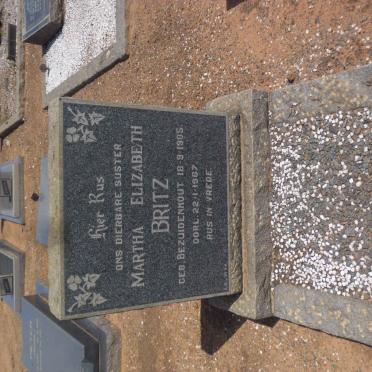 BRITZ Martha Elizabeth nee BEZUIDENHOUT 1905-1967